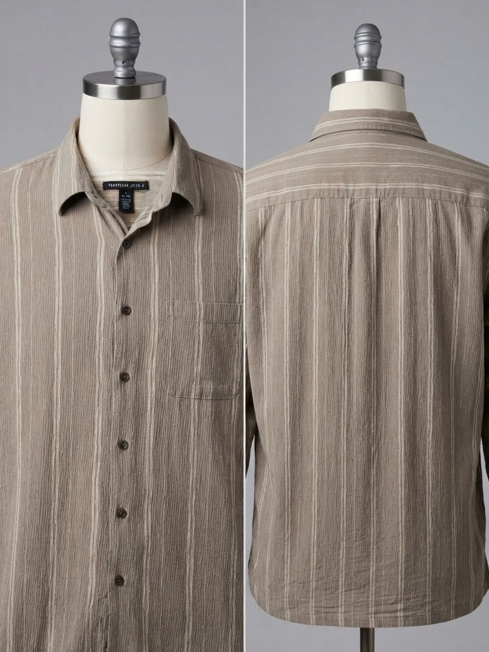 Van Heusen Studio Men Brown Striped Short Sleeve Button Down Shirt SizeL 16-16.5